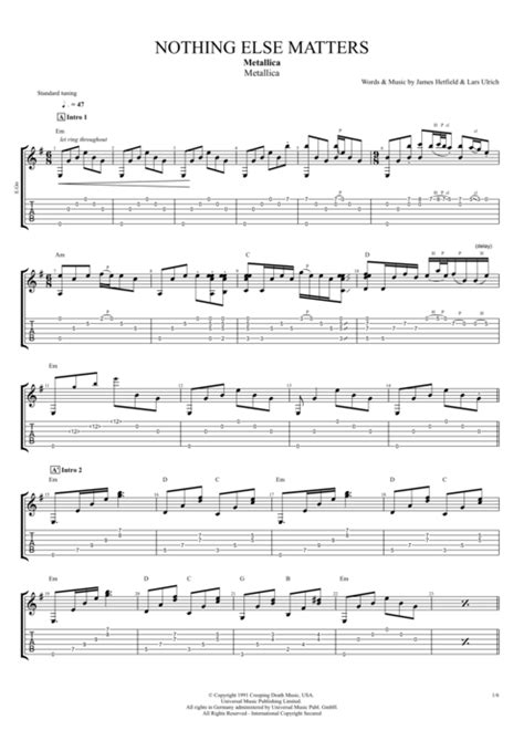 Nothing Else Matters by Metallica - Full Score Guitar Pro Tab | mySongBook.com