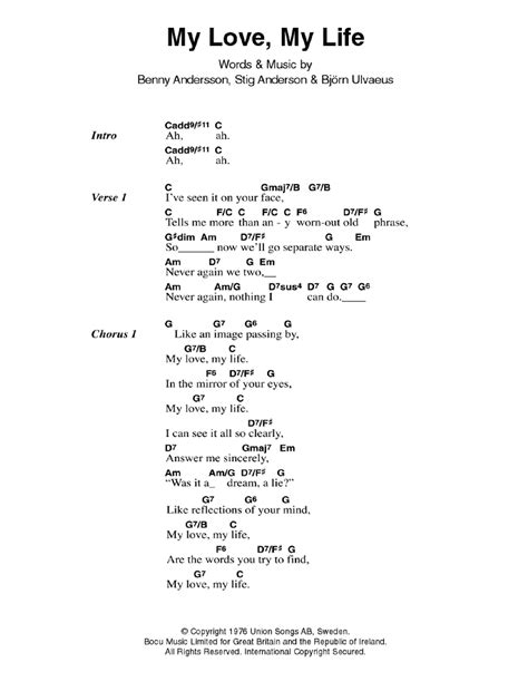 My Love, My Life by ABBA - Guitar Chords/Lyrics - Guitar Instructor