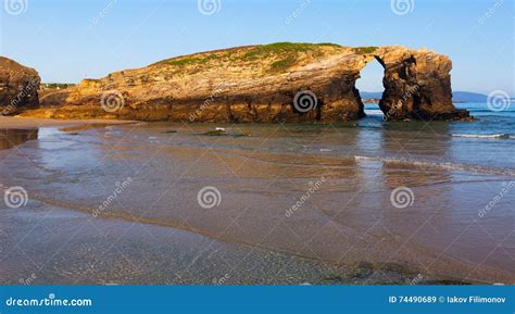 Natural Arch in Rocks at As Catedrais Beach Stock Image - Image of island, ribadeo: 74490689