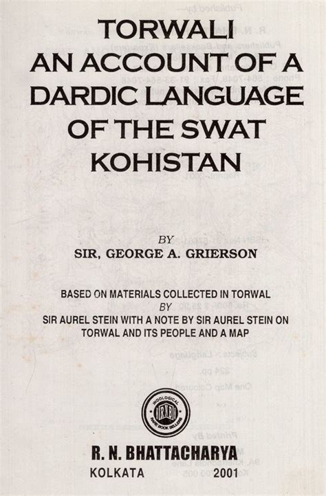 Torwali An Account of a Dardic Language of the Swat Kohistan (An Old and Rare Book) | Exotic ...