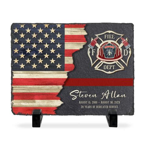 SLATE PLAQUE Thin Red Line, Firefighter Award Plaque, Retirement Gift ...