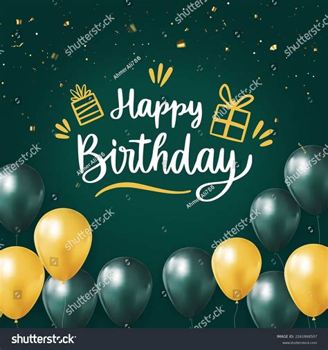 Happy Birthday Green Yellow Vector Design Stock Vector (Royalty Free ...