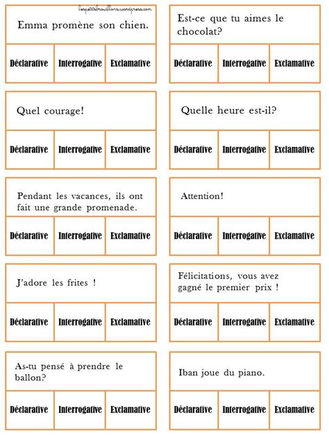 Cartes à pinces – types de phrases – Les petits brouillons – cycles 2 et 3