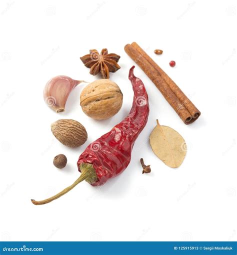 Spices on white background stock image. Image of allspice - 125915913