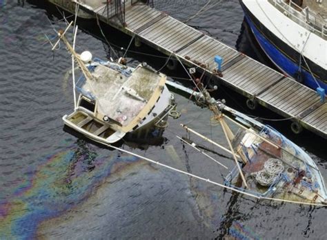 Drone Photos Show Extend Of Oil Spill After Boats Sinks