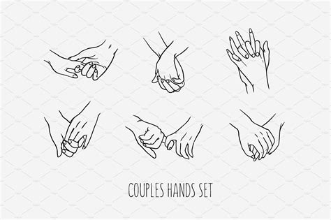 Set of love couples holding hands | Couples hand tattoos, Line art ...