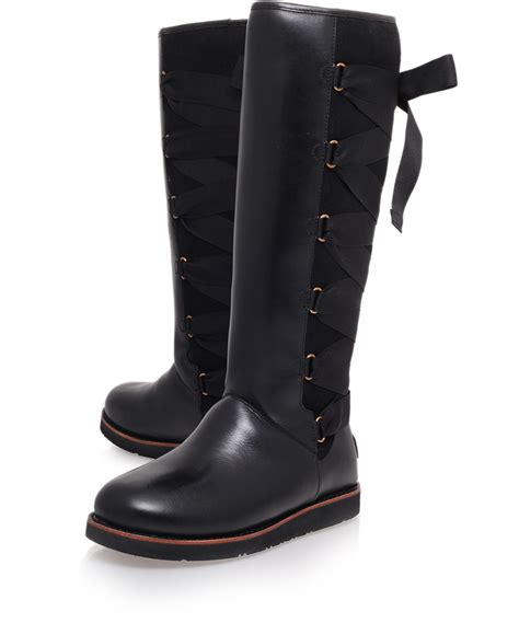 Lyst - Ugg Black Augustine Kneehigh Leather Boots in Black