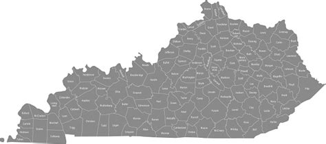 Kentucky County Map Vector Outline Illustration In Gray Background Stock Illustration - Download ...