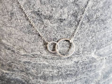 Double Circle Necklace Tiny Necklace Sterling Silver Gold - Etsy