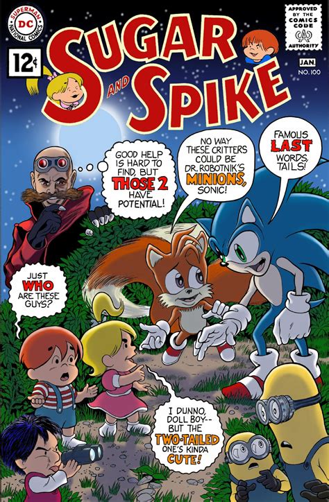 Sugar and Spike 100 Cover featuring Sonic, Tails, Dr. Robotnik, and ...