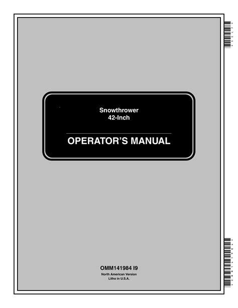 John Deere 42-Inch Snowthrower Operator Manual OMM141984