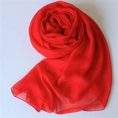 True Red Silk Scarf Bright Red Silk Chiffon Scarf AS6 - Etsy