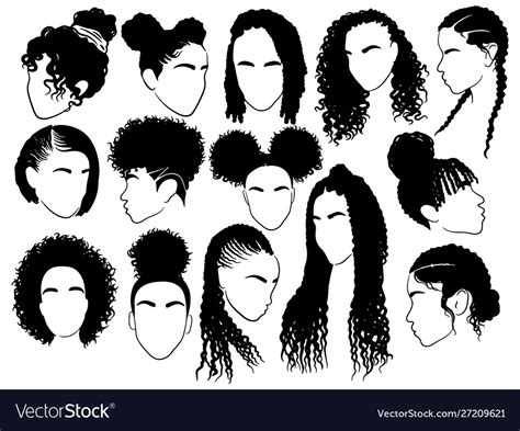 Set female afro hairstyles collection of Vector Image