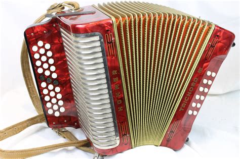 3172 - Red Hohner Trichord Diatonic Button Accordion BCC# MMM 31 12