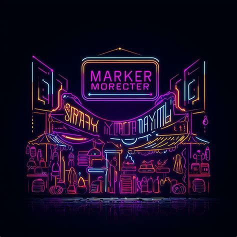 Premium AI Image | Cyberpunk Night Market Borderline Design Neon Lines ...