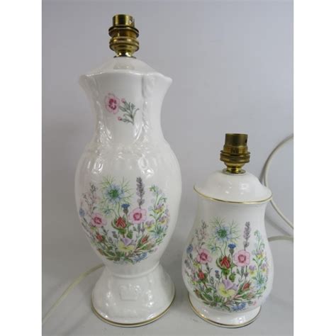 2 China table lamps by Aynsley Wild tudor pattern.