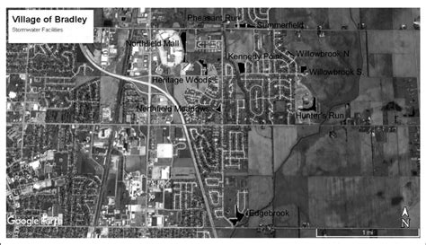 Map of locations of storm-water facilities in the Village of Bradley,... | Download Scientific ...