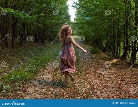 Scared Girl Running through Forest Stock Photo - Image of ghost, spook: 133154726