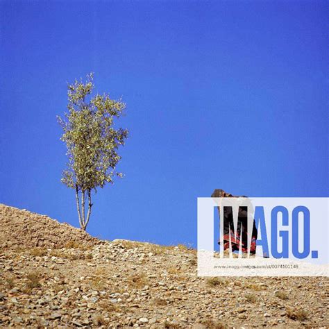 Afghanistan, Bamian Valley. A woman climbs a steep hill in the Bamian Valley, a World Heritage