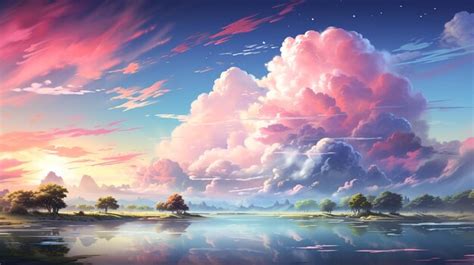 Premium AI Image | A painting of a cloud with a rainbow view