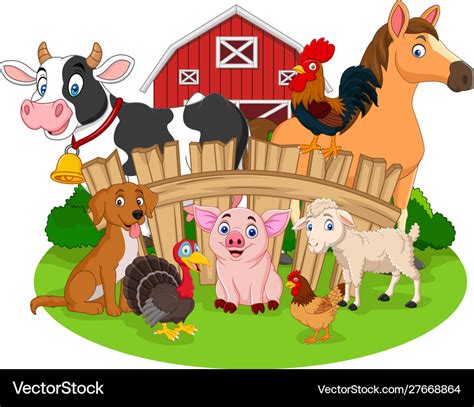 Collection farm animals cartoon Royalty Free Vector Image