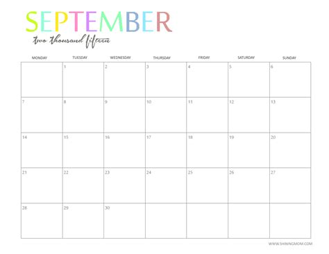 September Calendar 2015 - Viewing Gallery