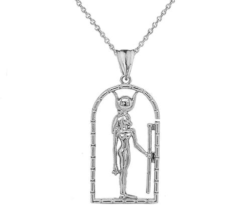 Hathor Egyptian God Pendant Necklace in Sterling Silver 925 (Available Chain Length 16"- 18"- 20 ...