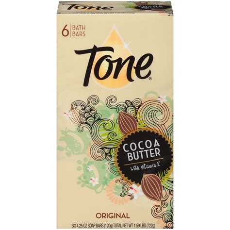 Tone Bath Bar Soap, Cocoa Butter, 4.25 Ounce Bars, 6 Count - Walmart.com