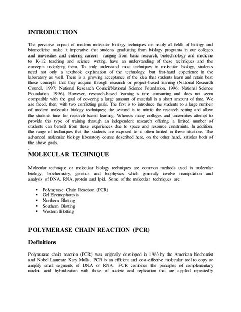 Different Molecular Techniques