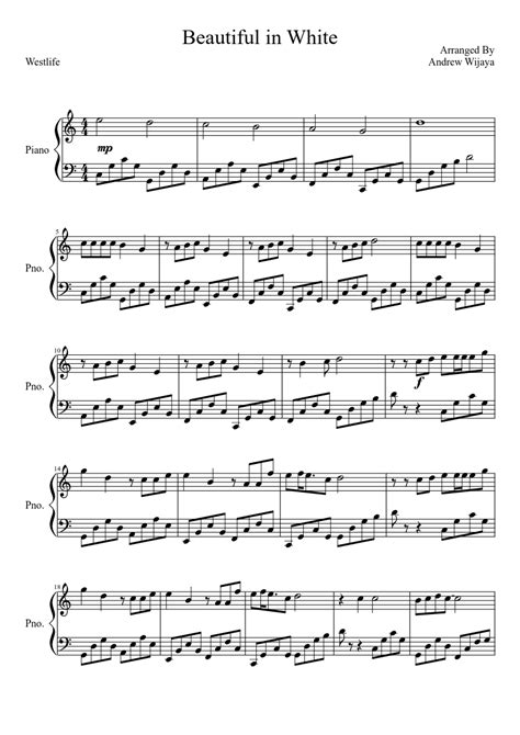 Westlife - Beautiful in White Sheet music for Piano | Download free in ...