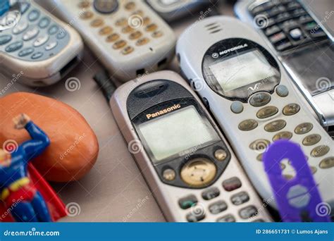 Panasonic and Motorola Old Phone Models at the Flea Market. Editorial ...