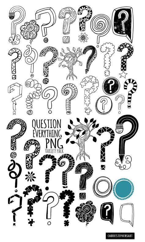 Question Mark Clipart, Decorative Question Mark Doodles, Punctuation, Line Art | Question mark ...