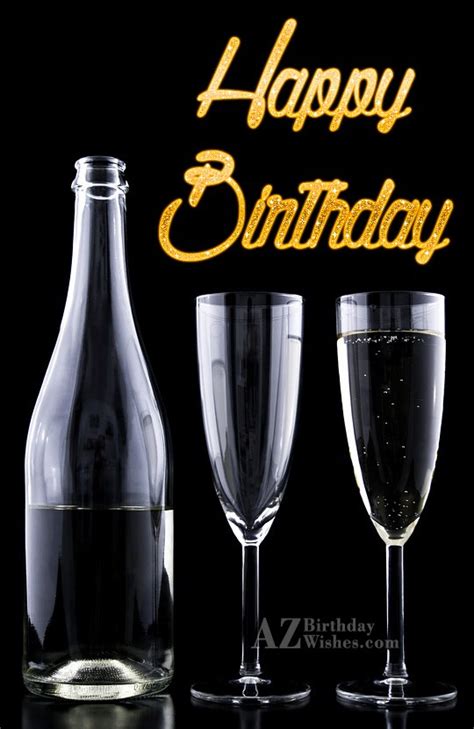 Happy birthday on champagne bottle and glass…