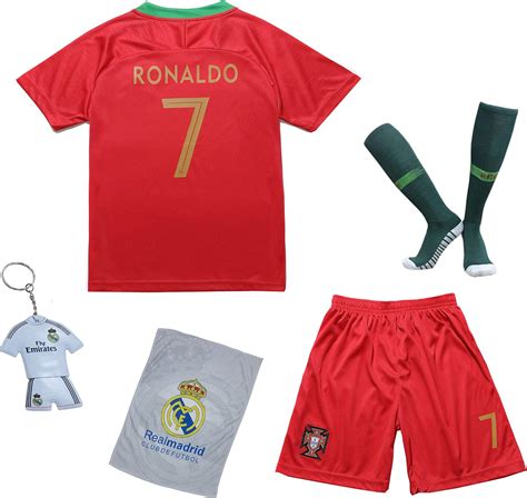 Portugal Ronaldo #7 2018 Maillot domicile et short avec chaussettes et boutons pour enfants et ...