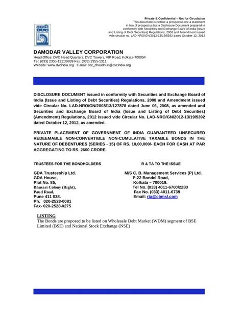 (PDF) DAMODAR VALLEY CORPORATION · PDF filebrief history of issuer since incorporation, details ...