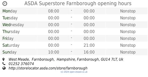 ASDA Superstore Farnborough opening times (2019 update)