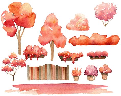 Spring Village Watercolor Spring Clipart. Handpainted Ohra - Etsy