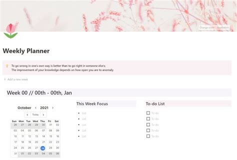 Minimalist Weekly Planner | Notion Template | Prototion