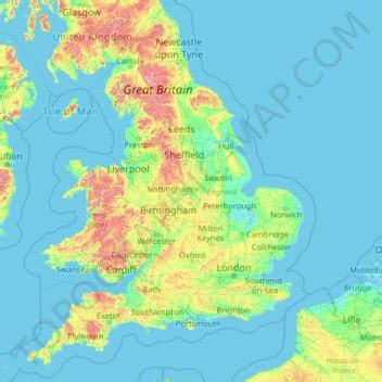 England topographic map, elevation, relief