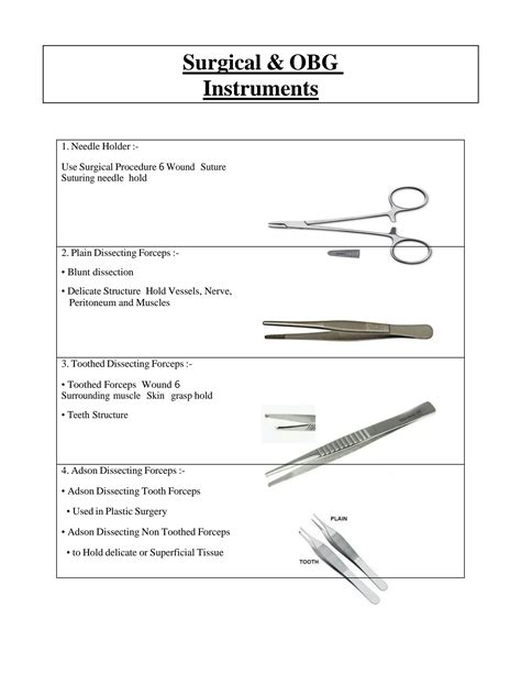 SOLUTION: Common surgical instruments used in operating theatre - Studypool