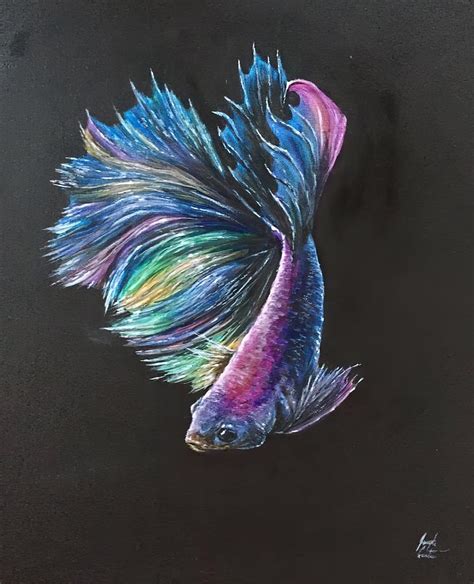 Rainbow Betta Painting by Joseph Cantin - Pixels