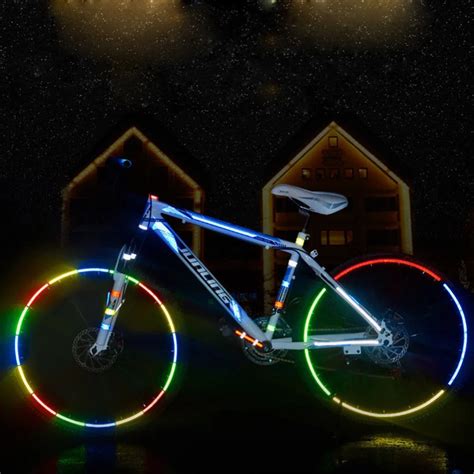 MTB Bike Bicycle Sticker Cycling Portable Wheel Bicycle Reflector Fluorescent Rim Reflective ...