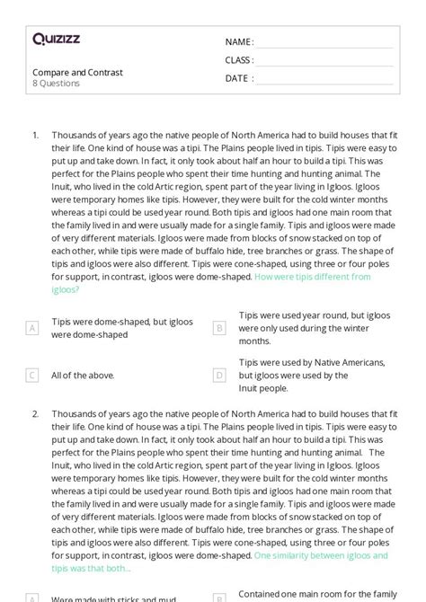 50+ Compare and Contrast worksheets on Quizizz | Free & Printable