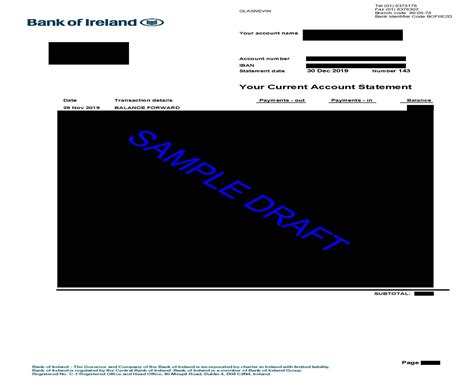 Bank Of Ireland Statement Template - Novelty Bank Statement