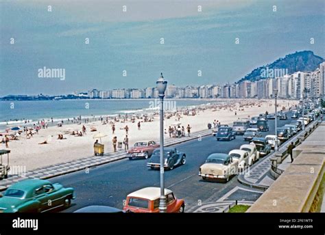 The Copacabana beach, Rio de Janeiro, Brazil in 1961. Copacabana is a ...