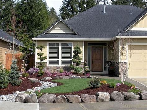 52 Awesome Front Yard Rock Garden Landscaping Ideas | Front yard ...