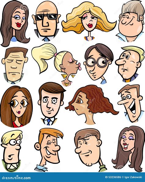 Cartoon People Characters Faces Stock Vector - Image: 53236586