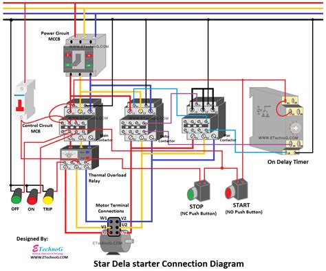 Star Delta Starter Connection Diagram and Wiring | Electrical circuit ...