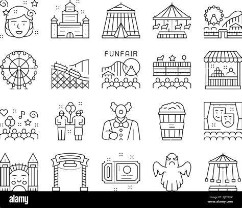 Amusement Park Entertainment Icons Set Vector Stock Vector Image & Art - Alamy