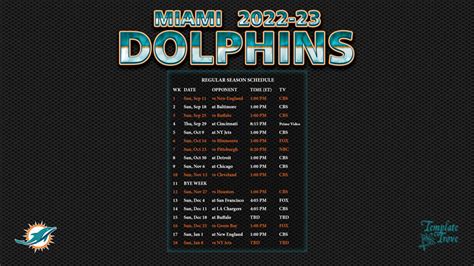 2022-2023 Miami Dolphins Wallpaper Schedule